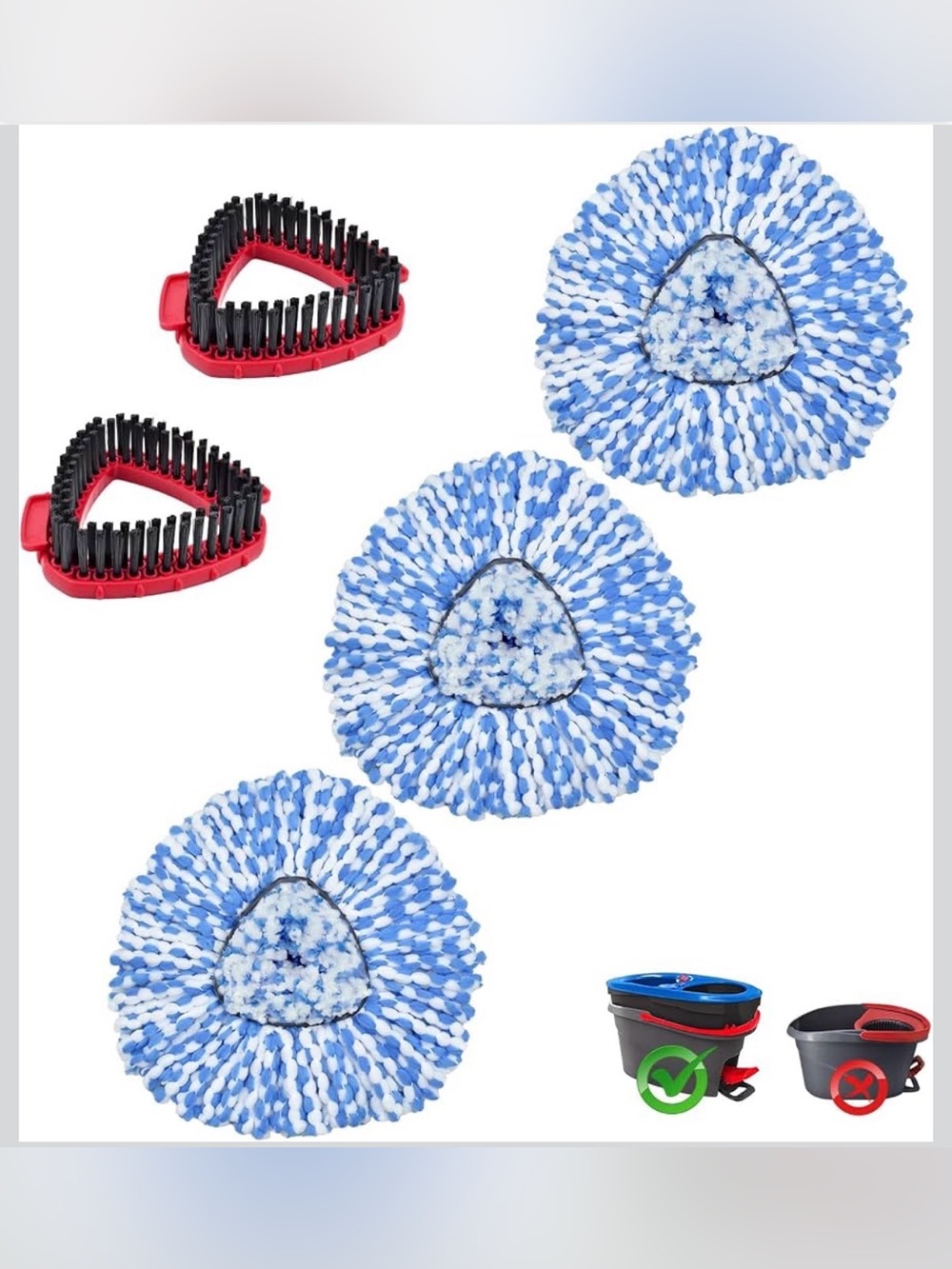 3 pack Blue Microfiber Spin Mop Refill Heads